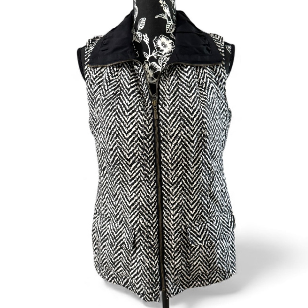 Chico's black & white Herringbone Vest 0